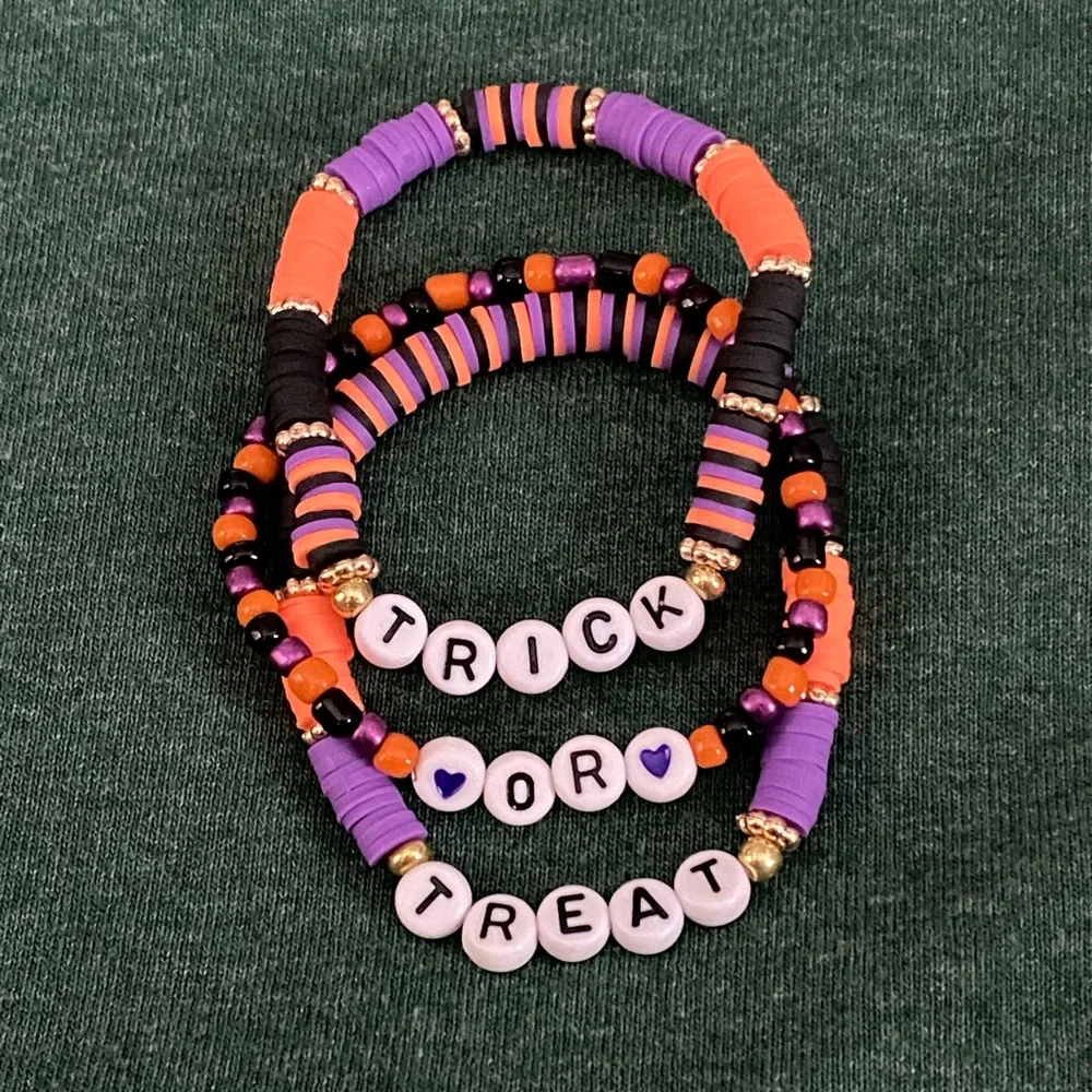 Halloween Stack Heishi Stretch Bracelets Trick or Treat